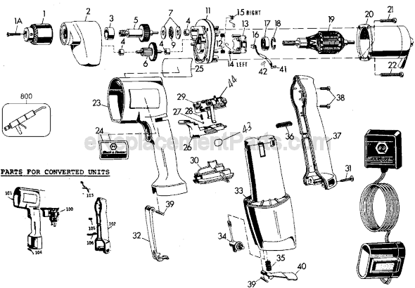 Page A Diagram and Parts List for 1941 Type 2 Black and Decker Cordless Drill